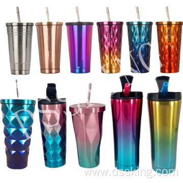 Gradient stainless steel straw cup